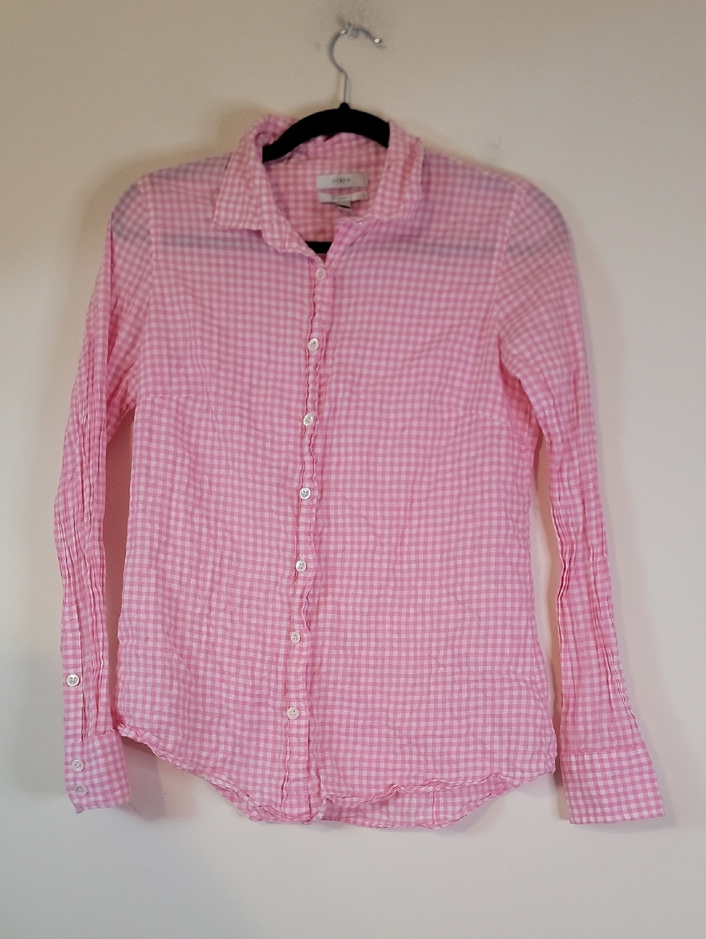 J. Crew Pink Gingham Cotton Button-Down Shirt